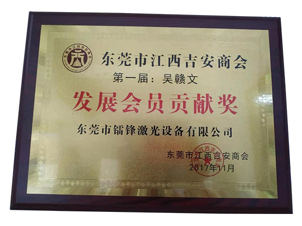 “發(fā)展會(huì )員貢獻獎”榮譽(yù)證書(shū)